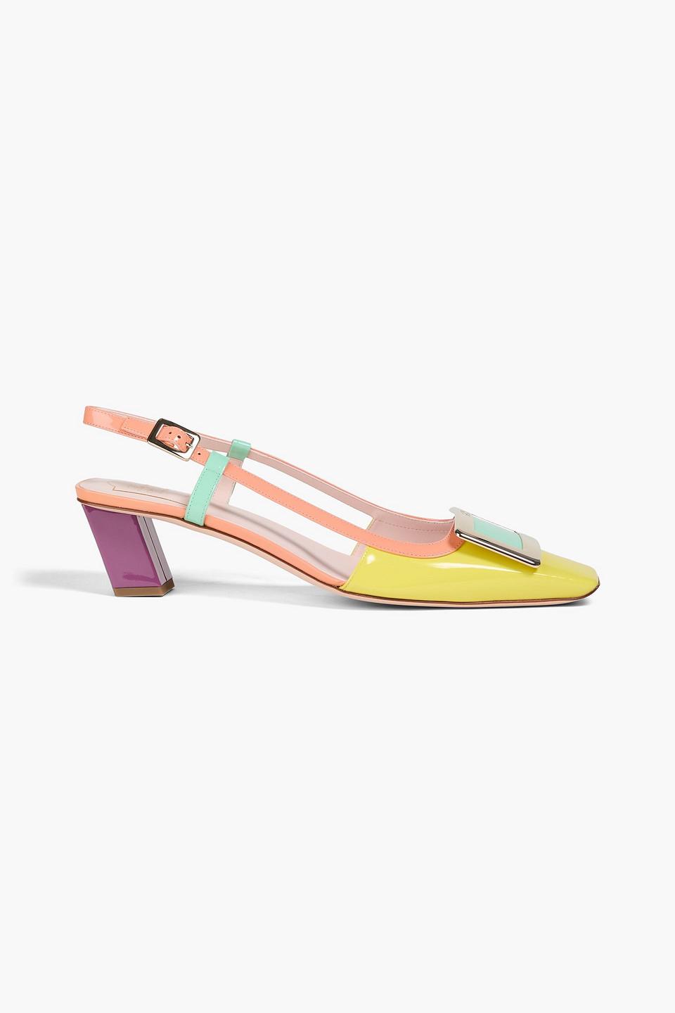 Roger Vivier Belle 45 Color-block Patent-leather Slingback Pumps - Main Image