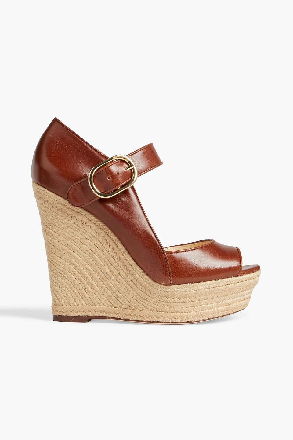 Rachel Zoe Garance Leather Wedge Espadrille Sandals in Brown | Lyst