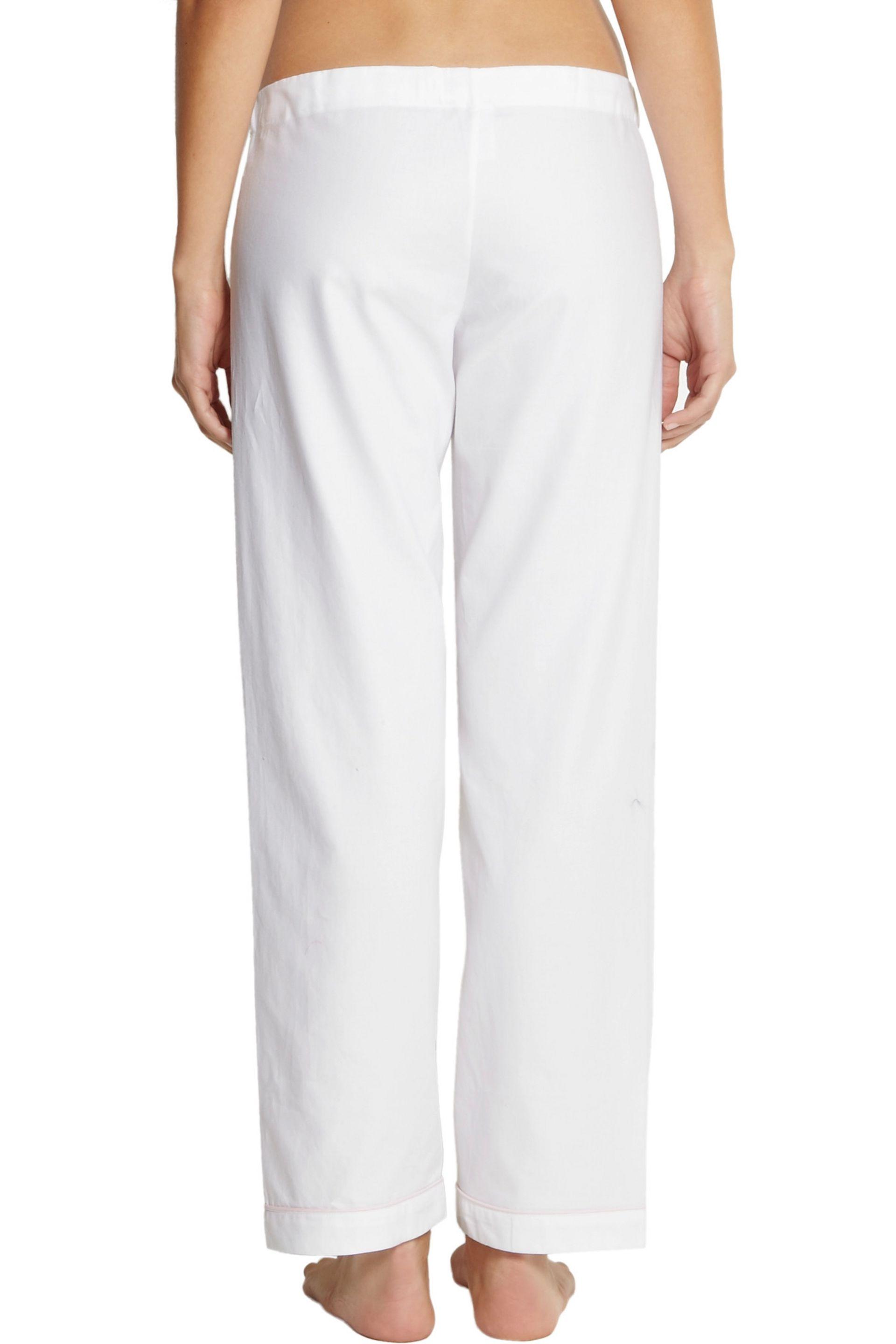 Bodas Cottontwill Pajama Pants in White Lyst