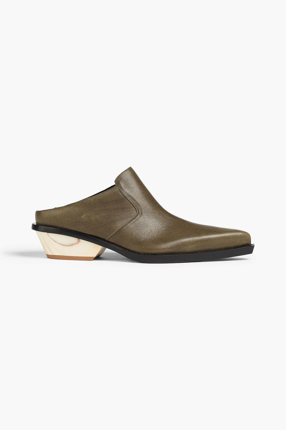 サンダル・ミュール Acne Studios Buckle Mules - Acne Studios - Leather - Green Green Leather Buckle Mules by Acne Studios on Sale
