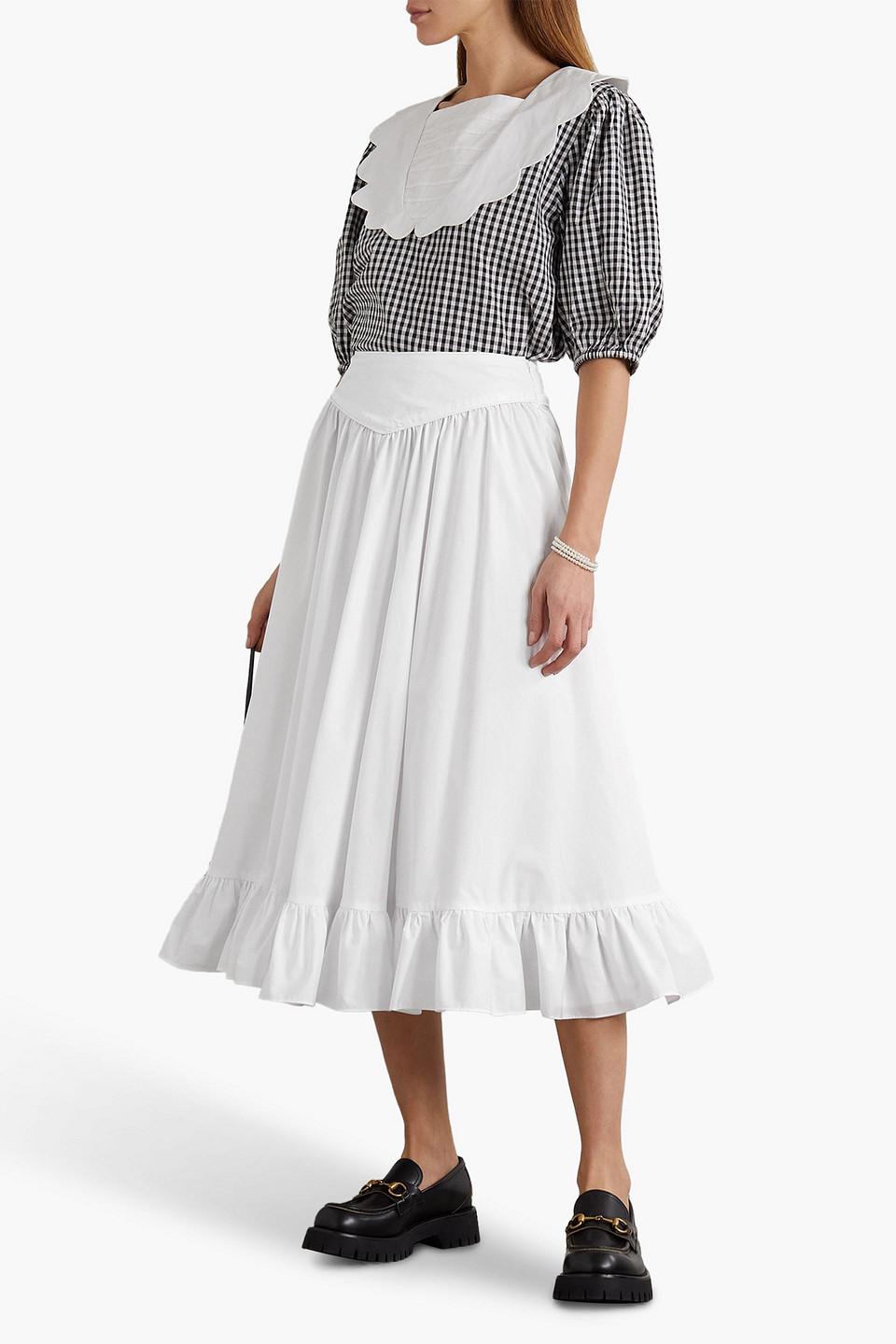 White ruffle skirt midi deals