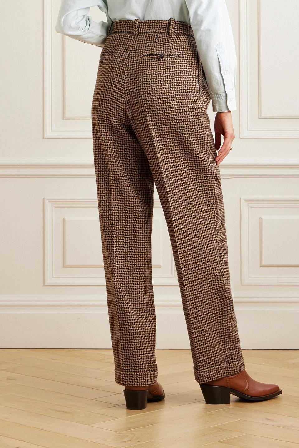 Polo Ralph Lauren Houndstooth Tweed Straight-leg Pants in Brown | Lyst