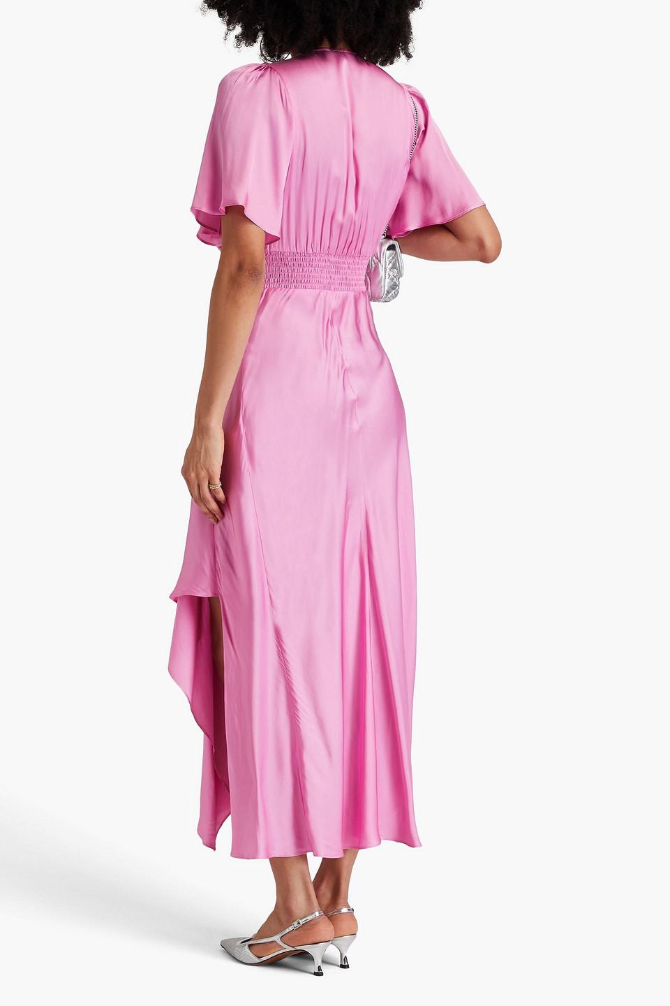 maje pink satin dress with ruffles Ruffled mini dress Pink For Women
