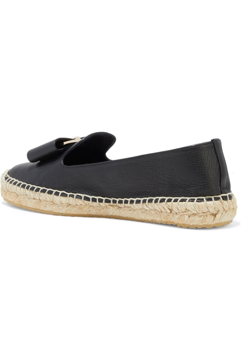 salvatore ferragamo sannio leather espadrilles