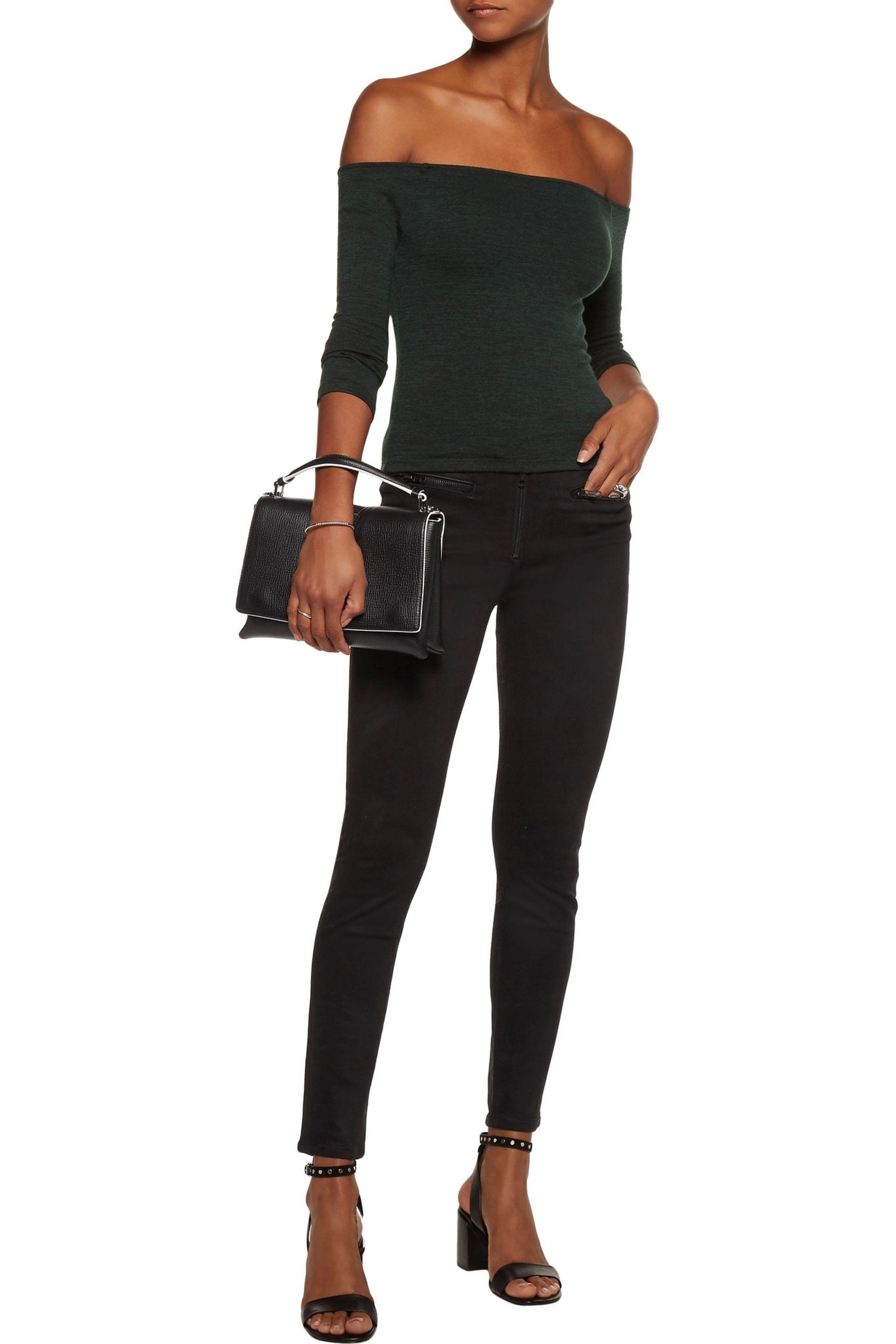Lyst Rag & Bone Donna Offtheshoulder Stretchjersey Top in Green