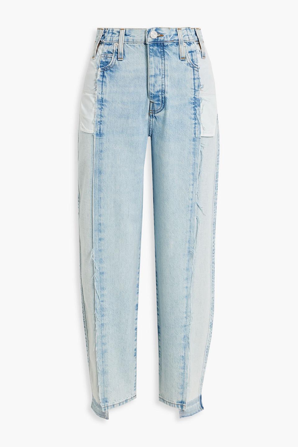 FRAME Barrel Faded Distressed Highrise Tapered Jeans in Blue Lyst