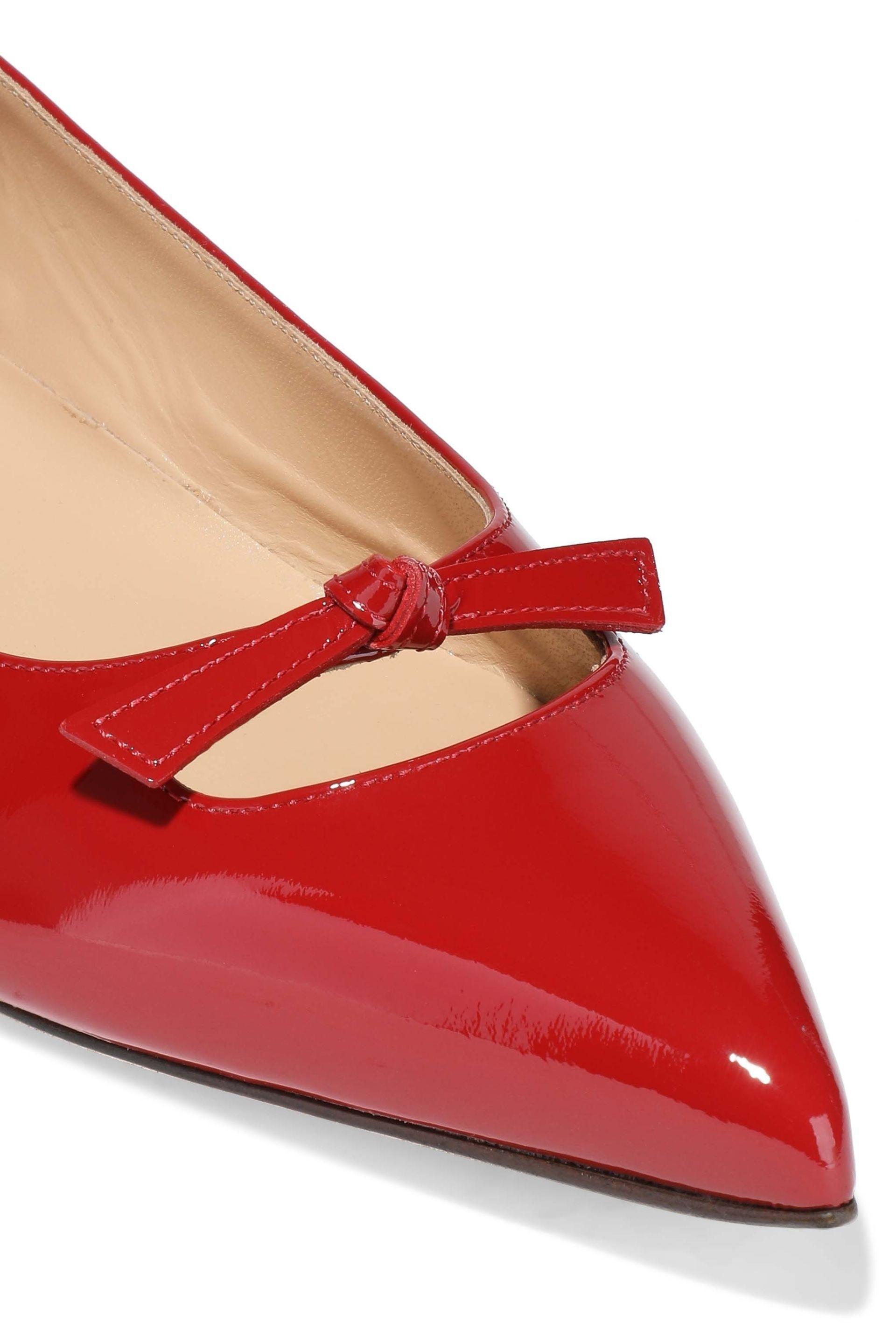Sergio Rossi Knotted Cutout Patent-leather Point-toe Flats Red - Lyst