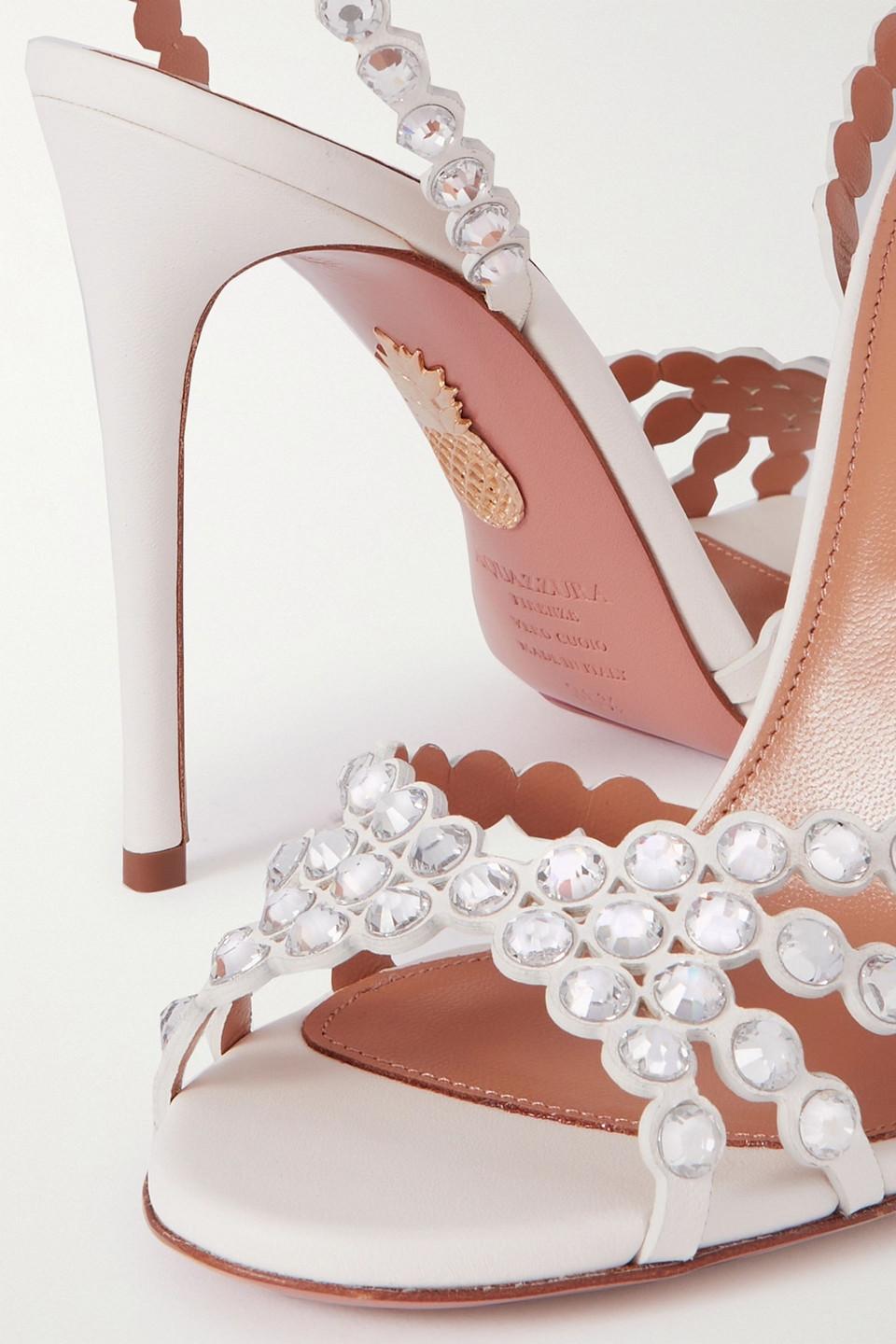 Aquazzura Tequila 105 Embellished Leather Sandals in White Lyst