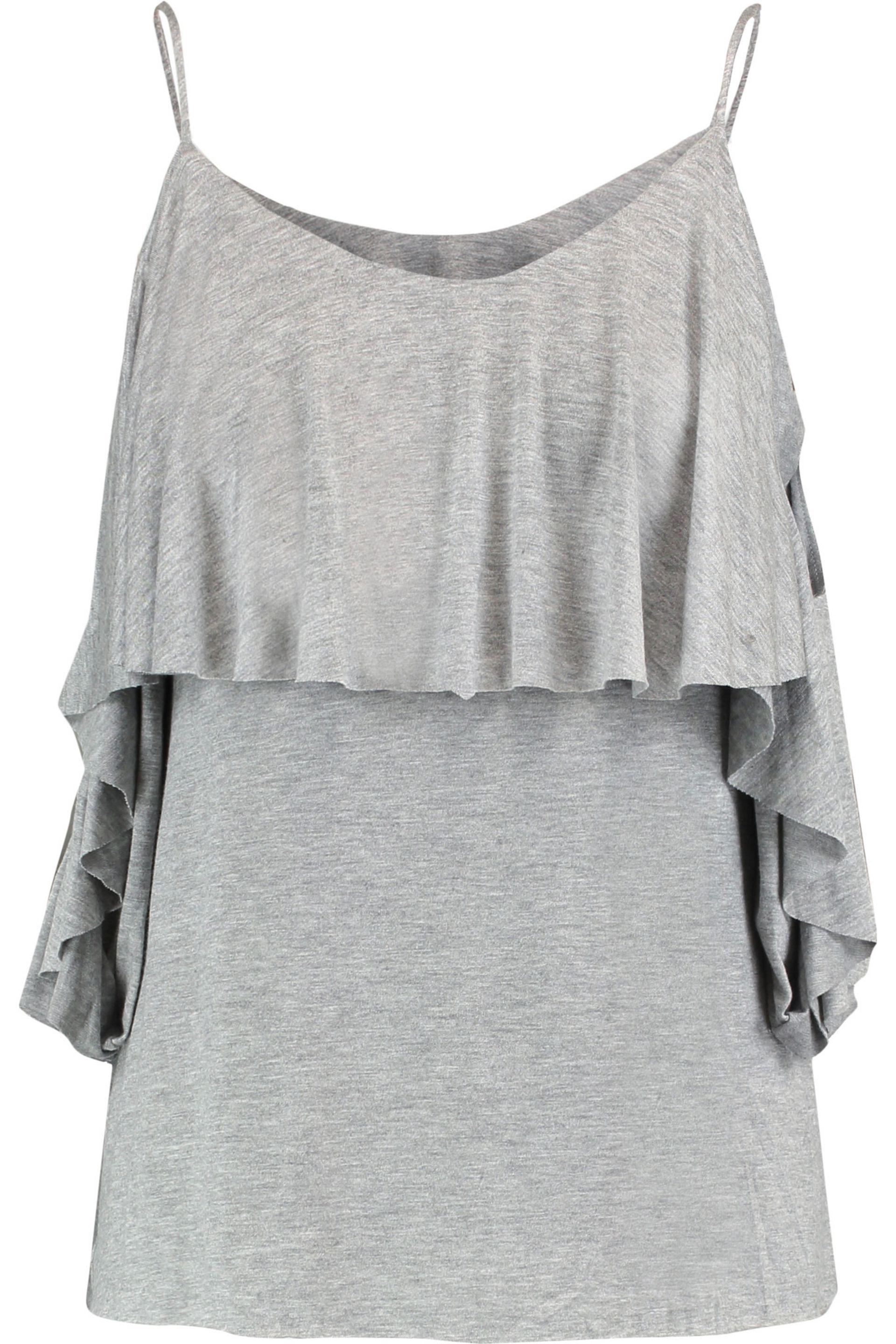 Lyst - Bailey 44 Flutter Cold-shoulder Layered Stretch-jersey Top in Gray