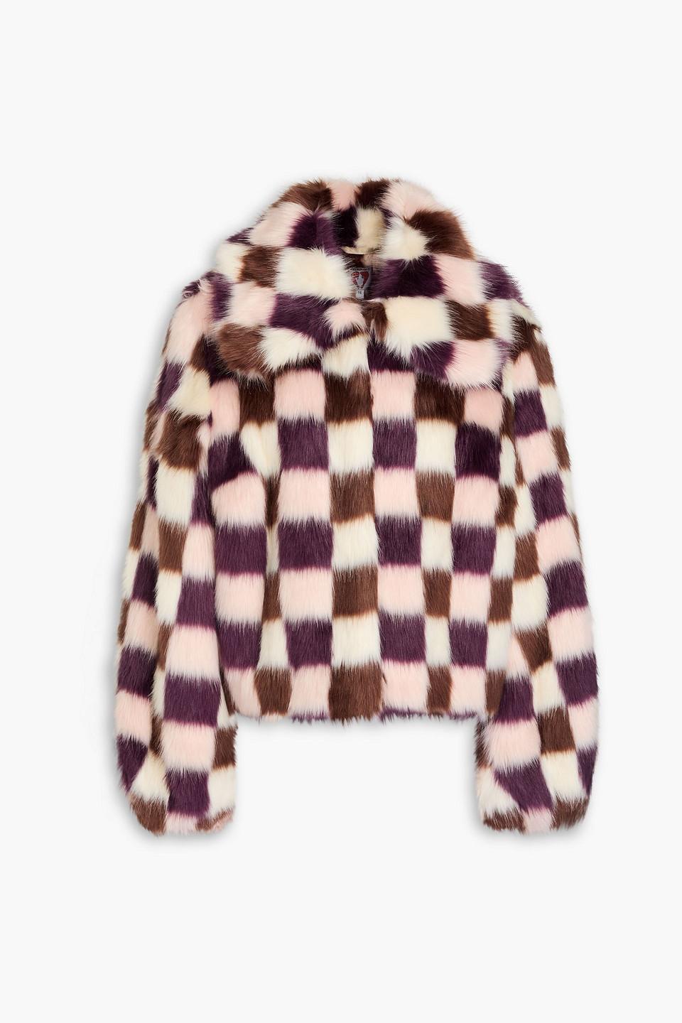 Shrimps Mercy Me Checked Faux Fur Jacket in White Lyst UK