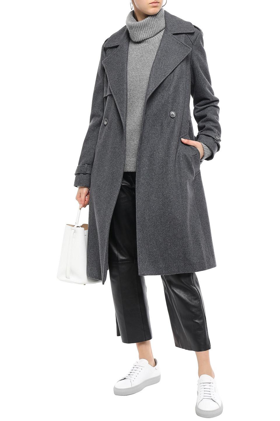 DKNY Wool-blend Felt Trench Coat Charcoal in Grey - Lyst