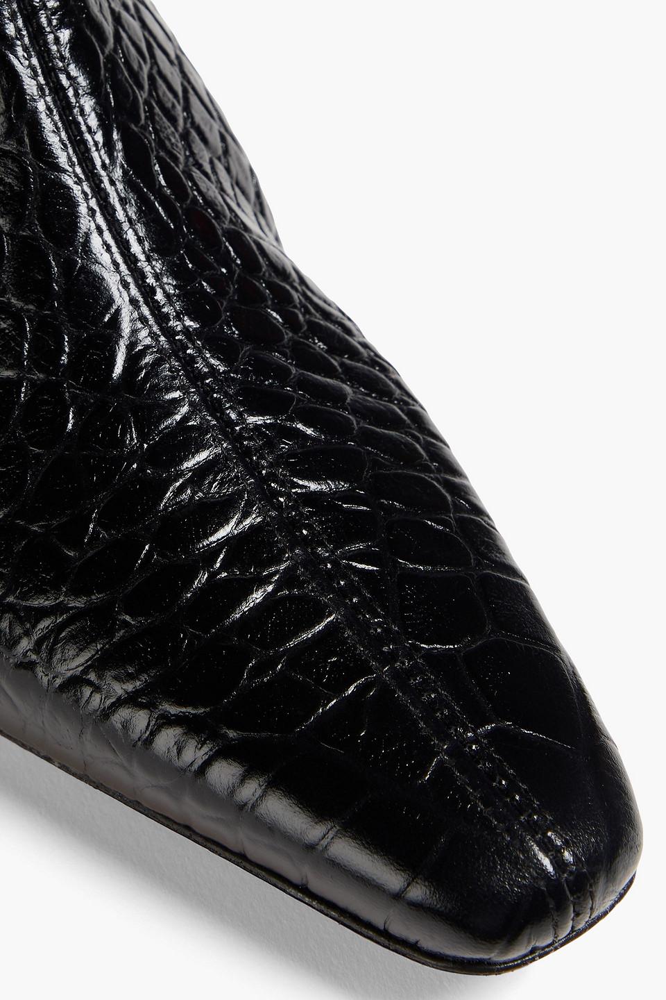Rejina Pyo Pillar Croc effect Leather Knee Boots in Black Lyst UK