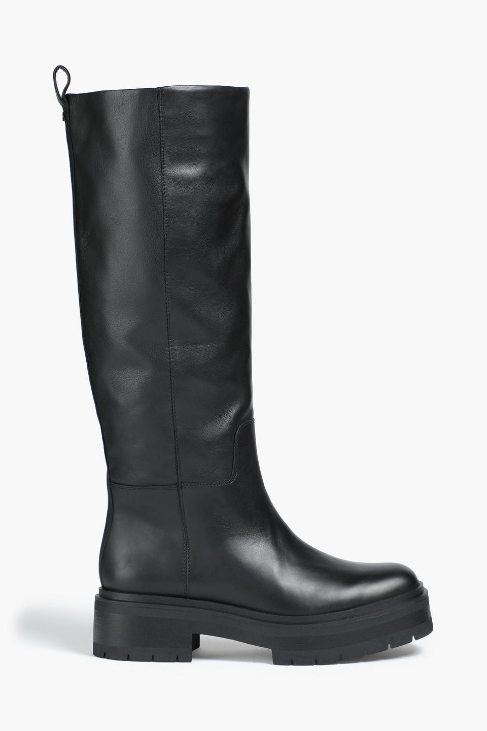Sam Edelman Larina Leather Platform Knee Boots in Black | Lyst