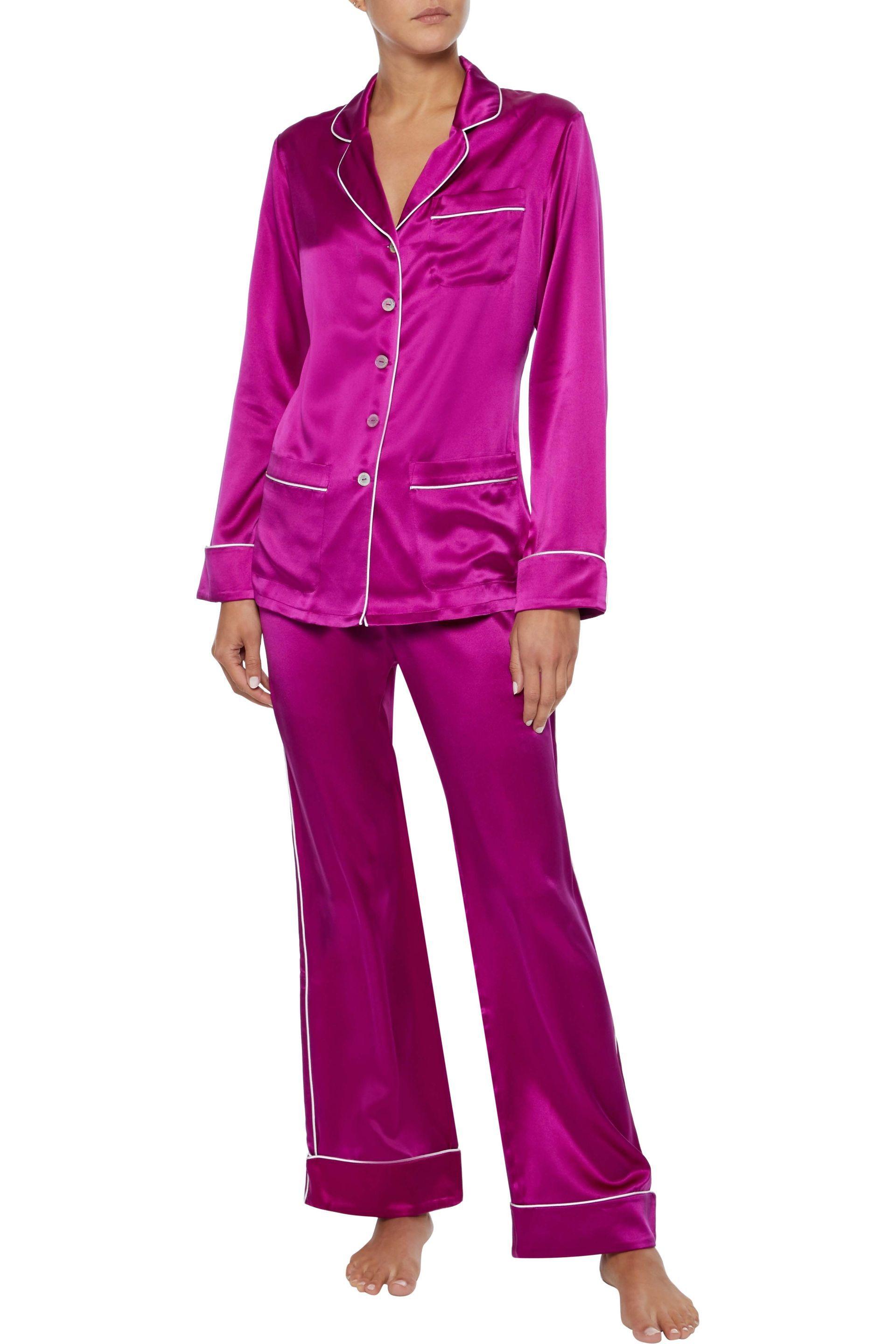 Olivia Von Halle Coco Silk-charmeuse Pajama Set Magenta in Purple | Lyst