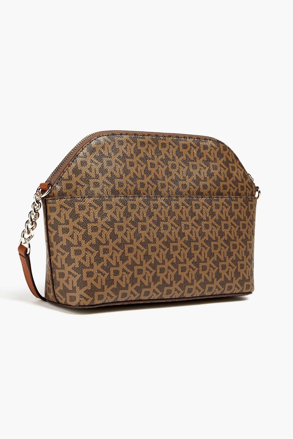 Kary Logo print Faux Textured leather Shoulder Bag
