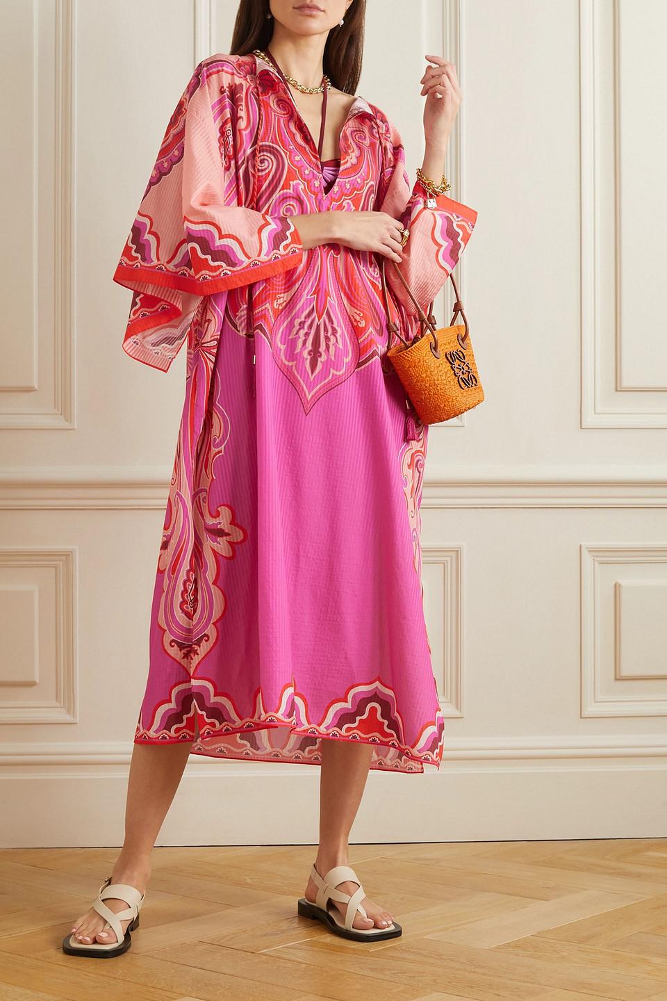 【ETRO】paisley-print cotton and silk-blend kaftan Etro Paisley-print Cotton And Silk-blend Kaftan in Pink | Lyst