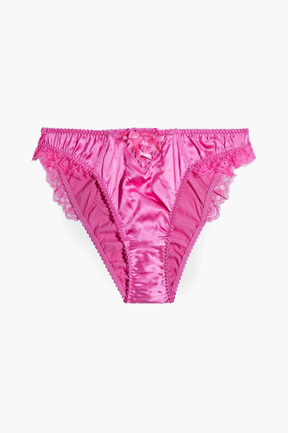 Agent Provocateur Ayla Lace-trimmed Stretch-silk Satin Mid-rise Briefs ...