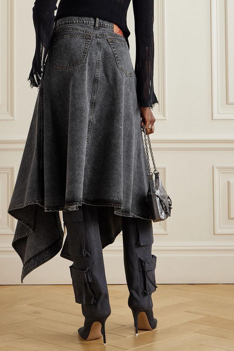 Y. Project Evergreen Cut-out Denim Midi Skirt in Gray | Lyst