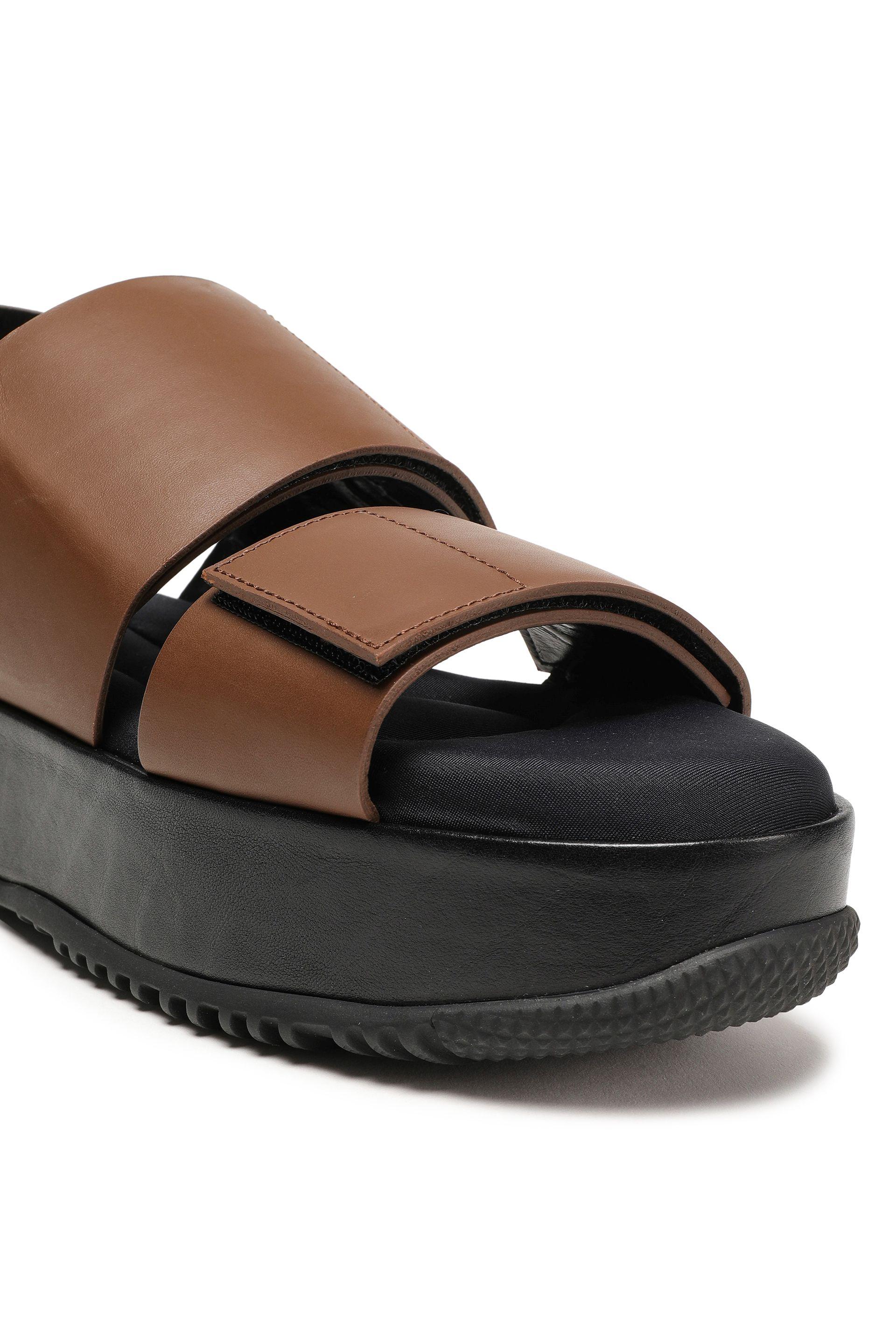 Marni Glossedleather Platform Slingback Sandals Chocolate