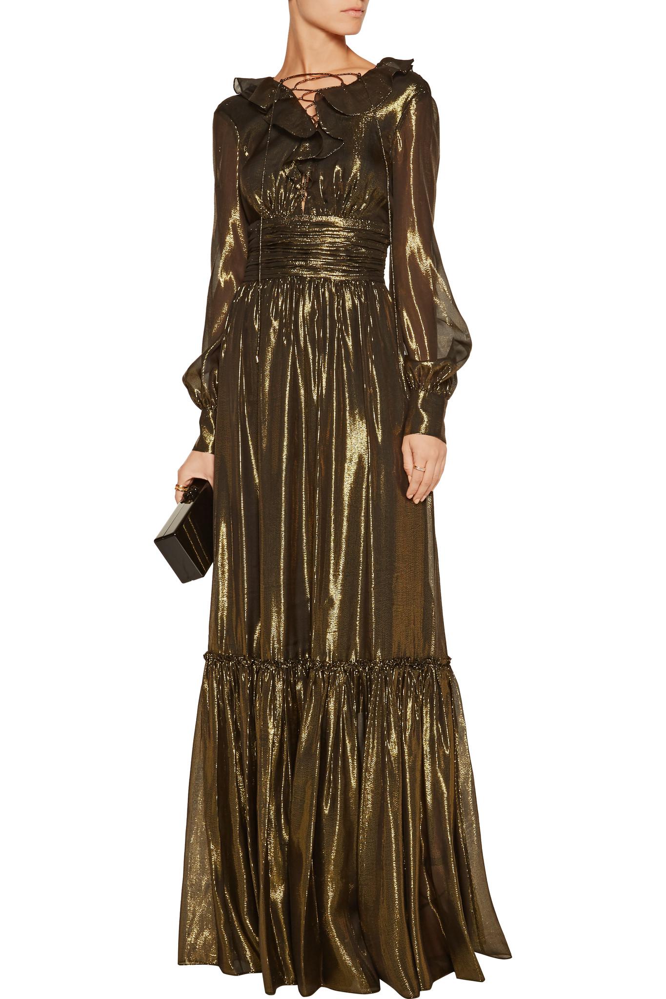 Rachel Zoe Lamé Silk-blend Gown in Gold ...