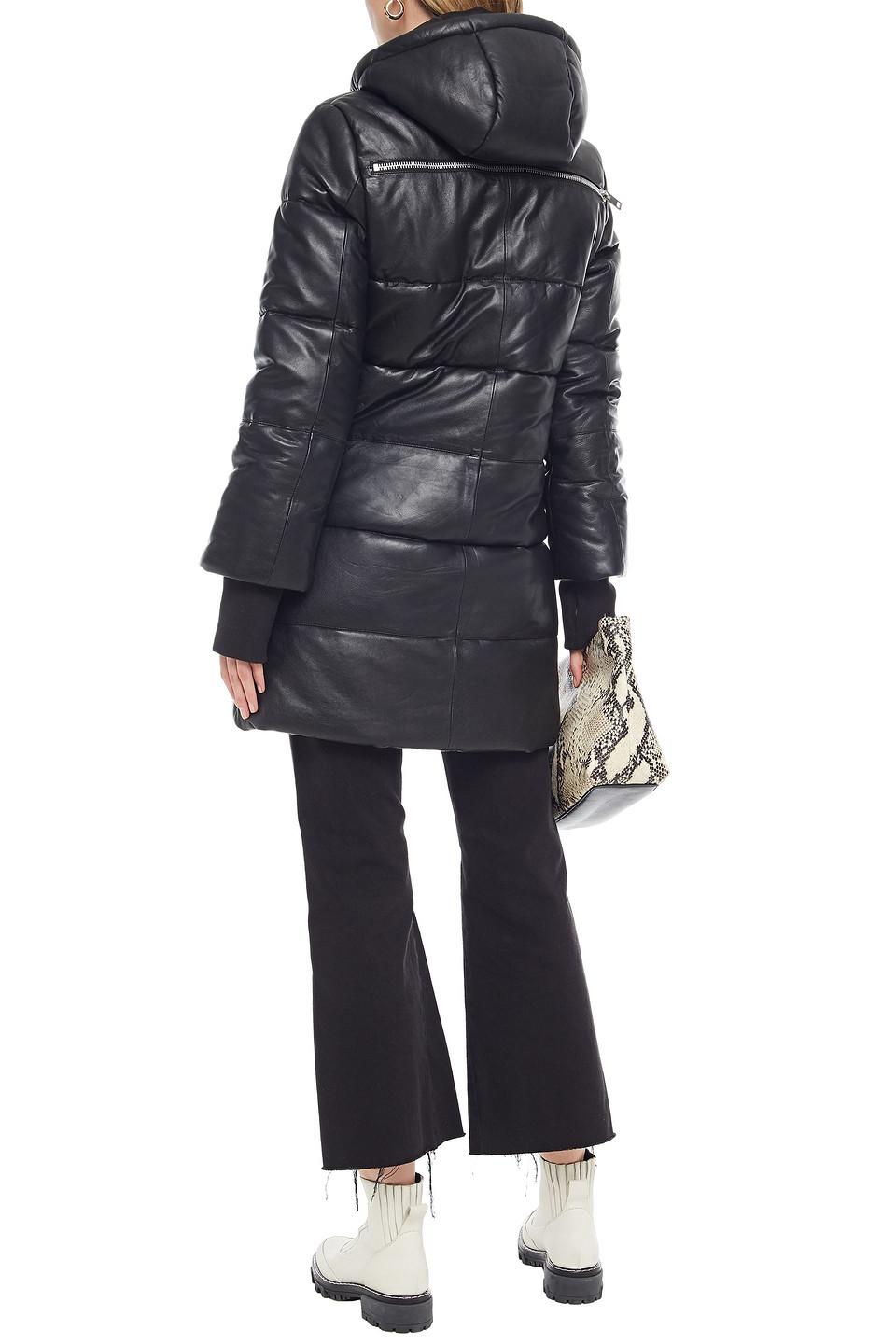 Robert Quilted Leather Hooded Coat 