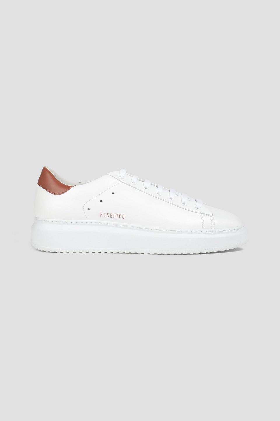 Peserico Perforated Logo-print Leather Sneakers in White for Men | Lyst