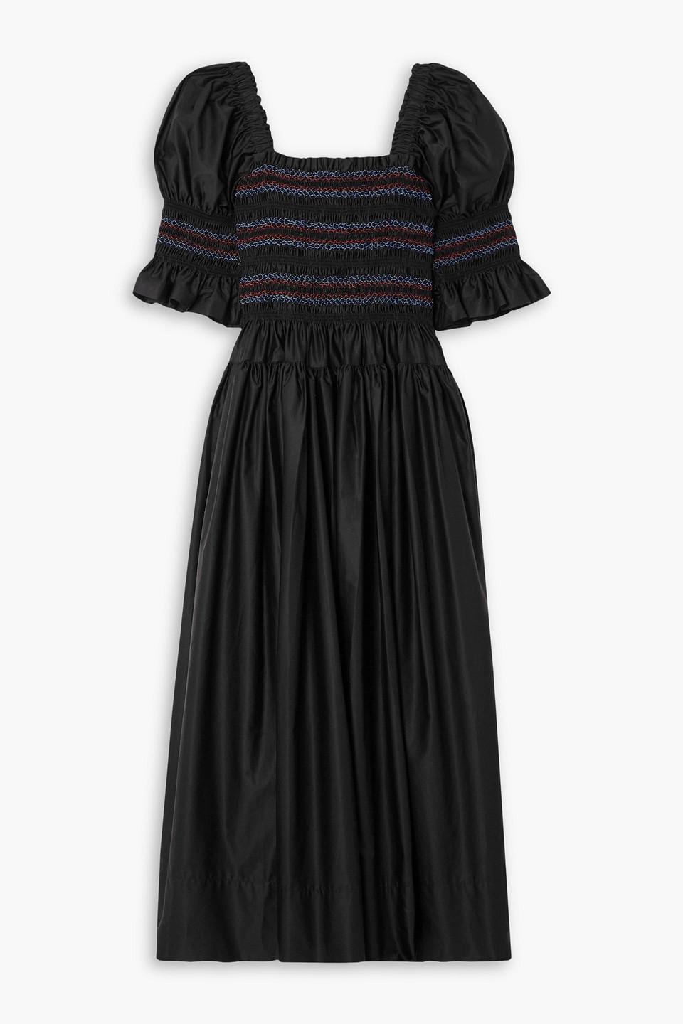 〓Molly Goddard〓Floral Cotton Dress black asymmetry tiered