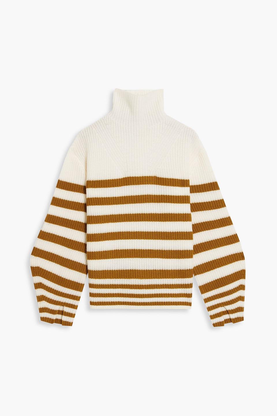 Yellow white shop striped turtleneck
