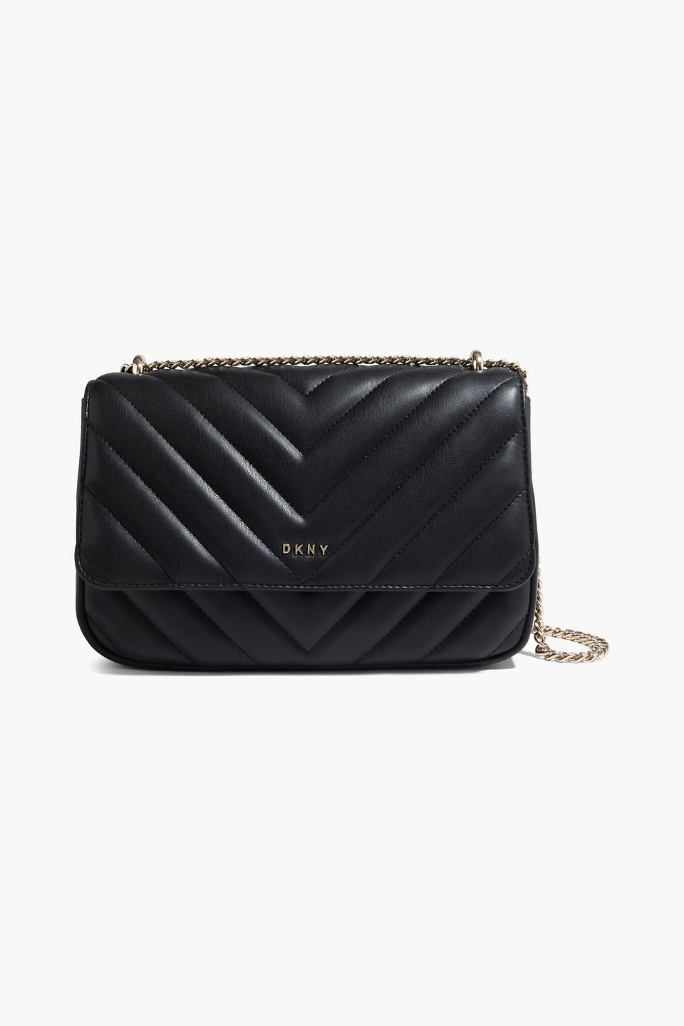DKNY Veronica Quilted Faux-leather Shoulder Bag in Black | Lyst