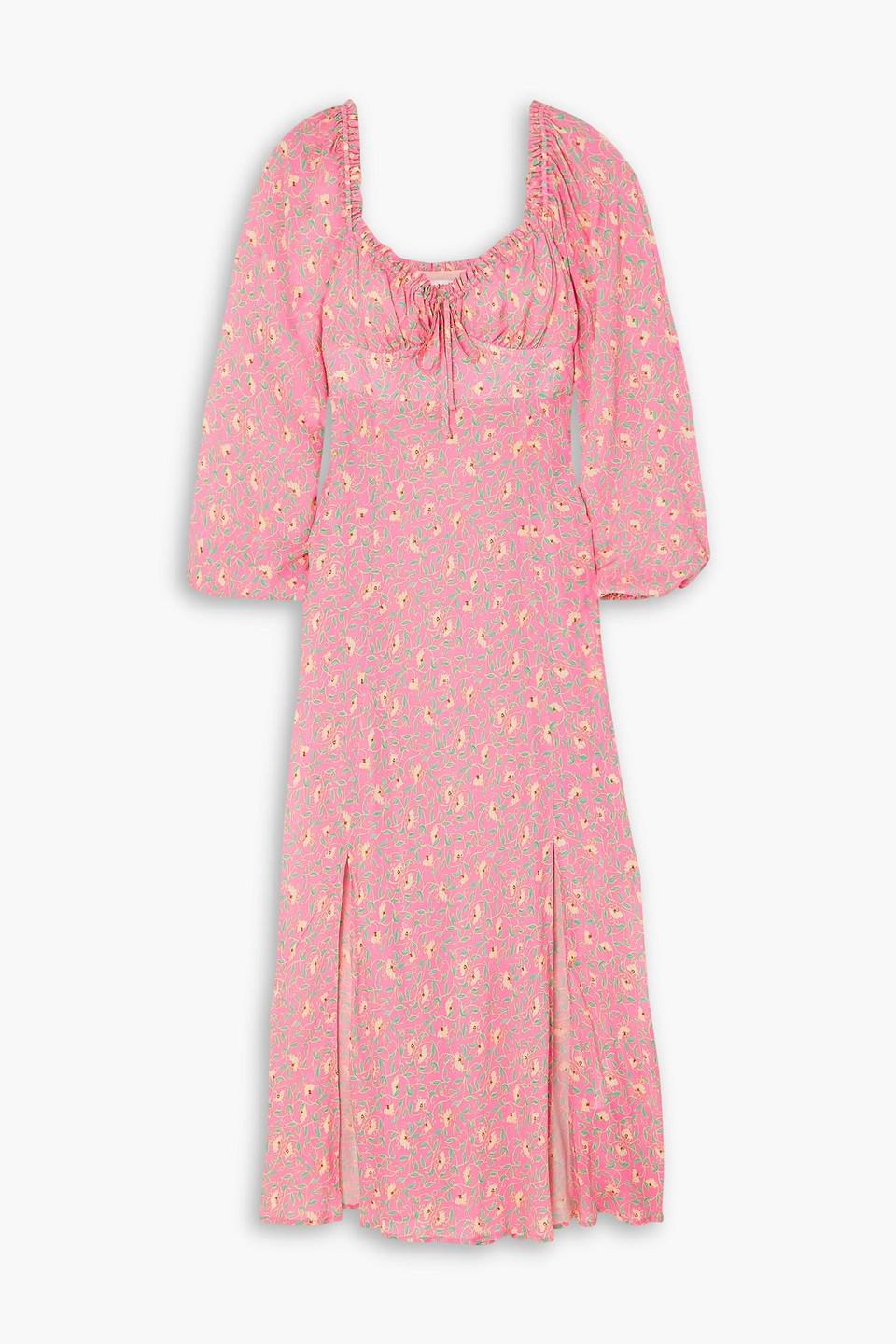 【Rixo】 Celesteプリントクレープ de chineミディドレス Celeste printed crêpe de chine midi dress in multicoloured