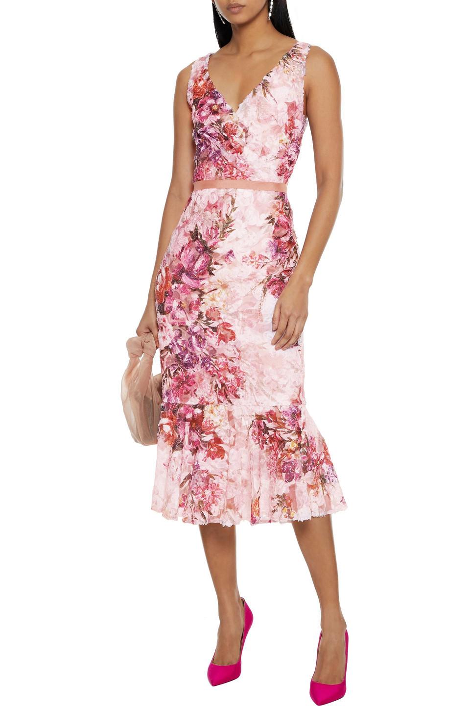 embroidered tulle midi dress