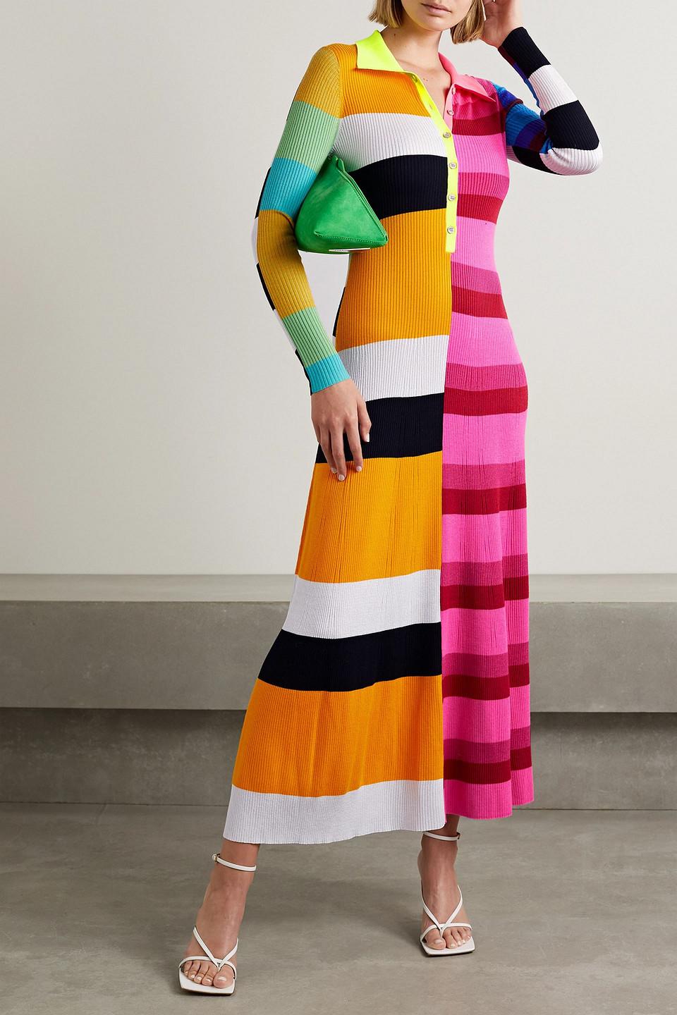 Christopher John Rogers Colorblock Ribbed Wool-blend Maxi Dress | Lyst