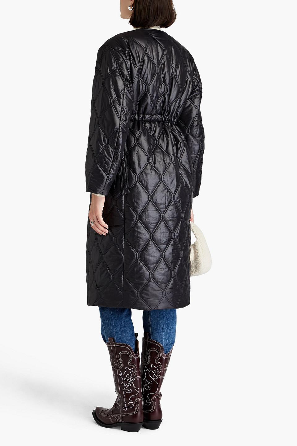 Ganni Quilted Shell Coat in Black Lyst
