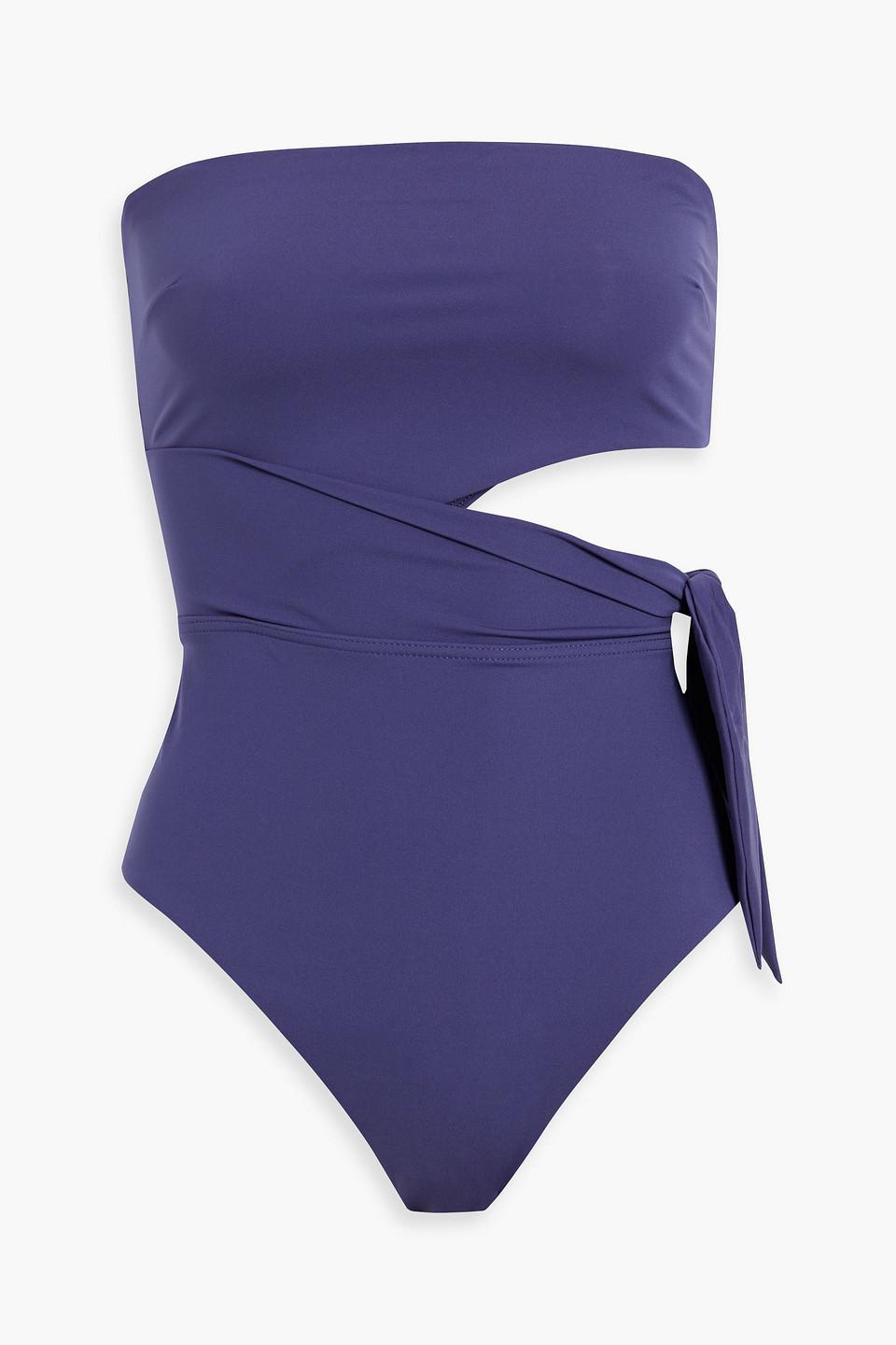 Zimmermann Cutout Bandeau Swimsuit in Blue | Lyst