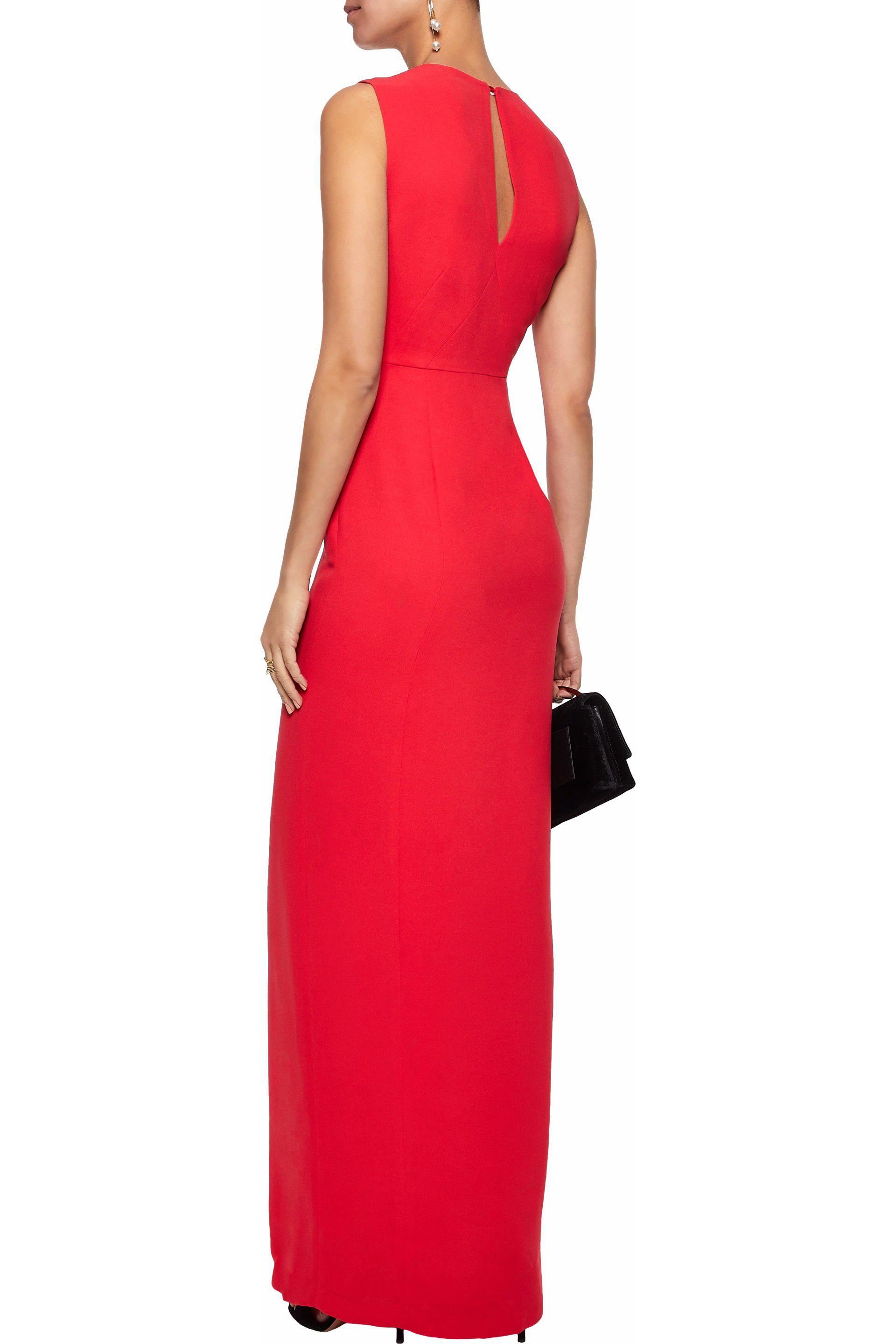 red crepe gown