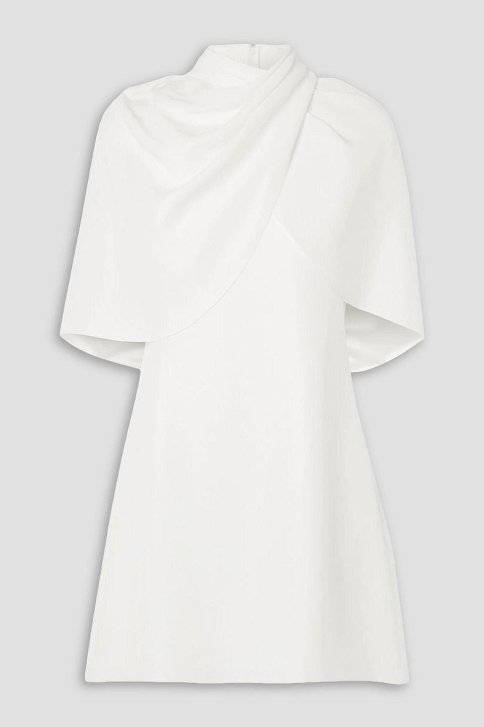 Brandon Maxwell Draped Cape-effect Silk-crepe Mini Dress in White | Lyst UK