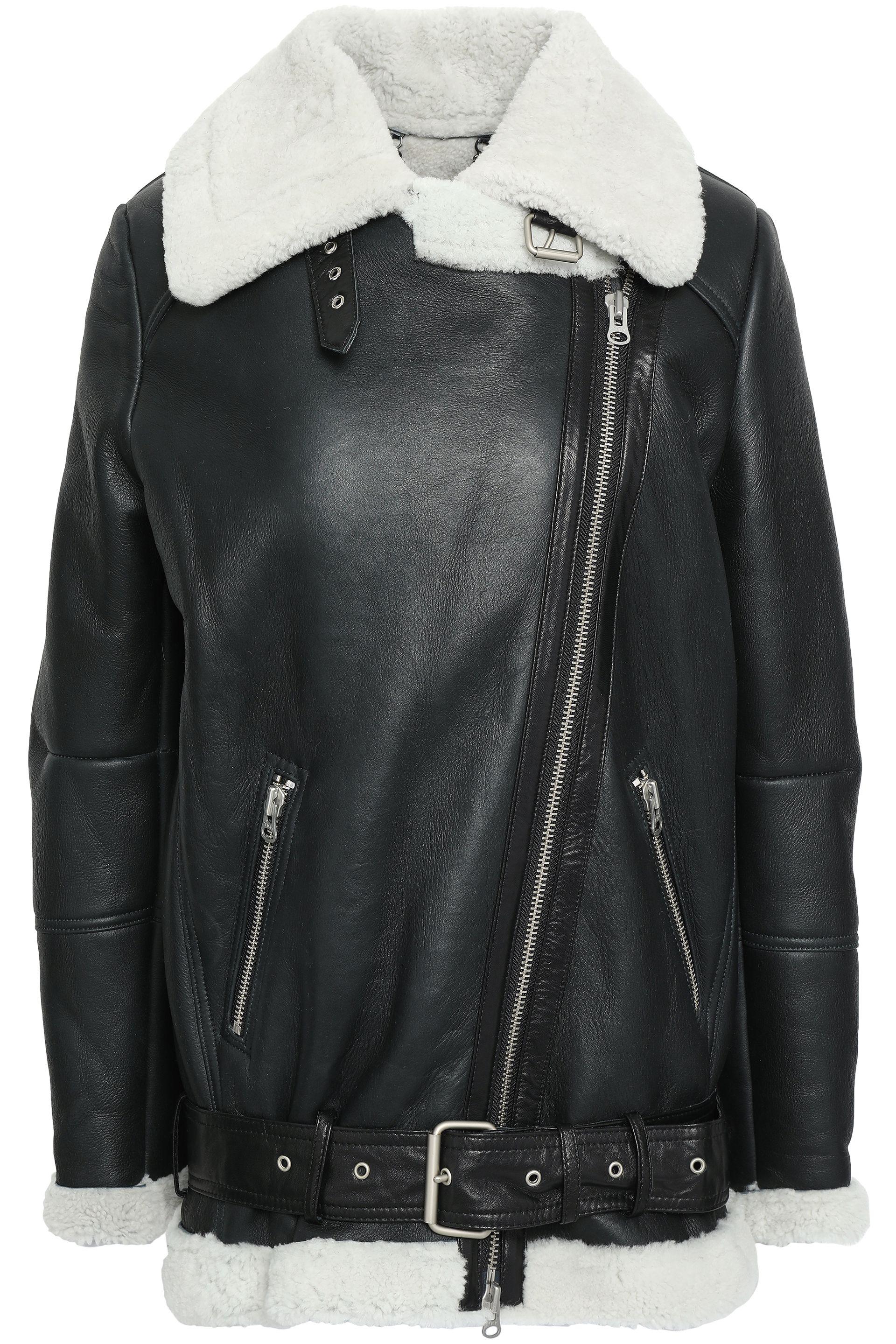 Muubaa Shearling Biker Jacket Black | Lyst