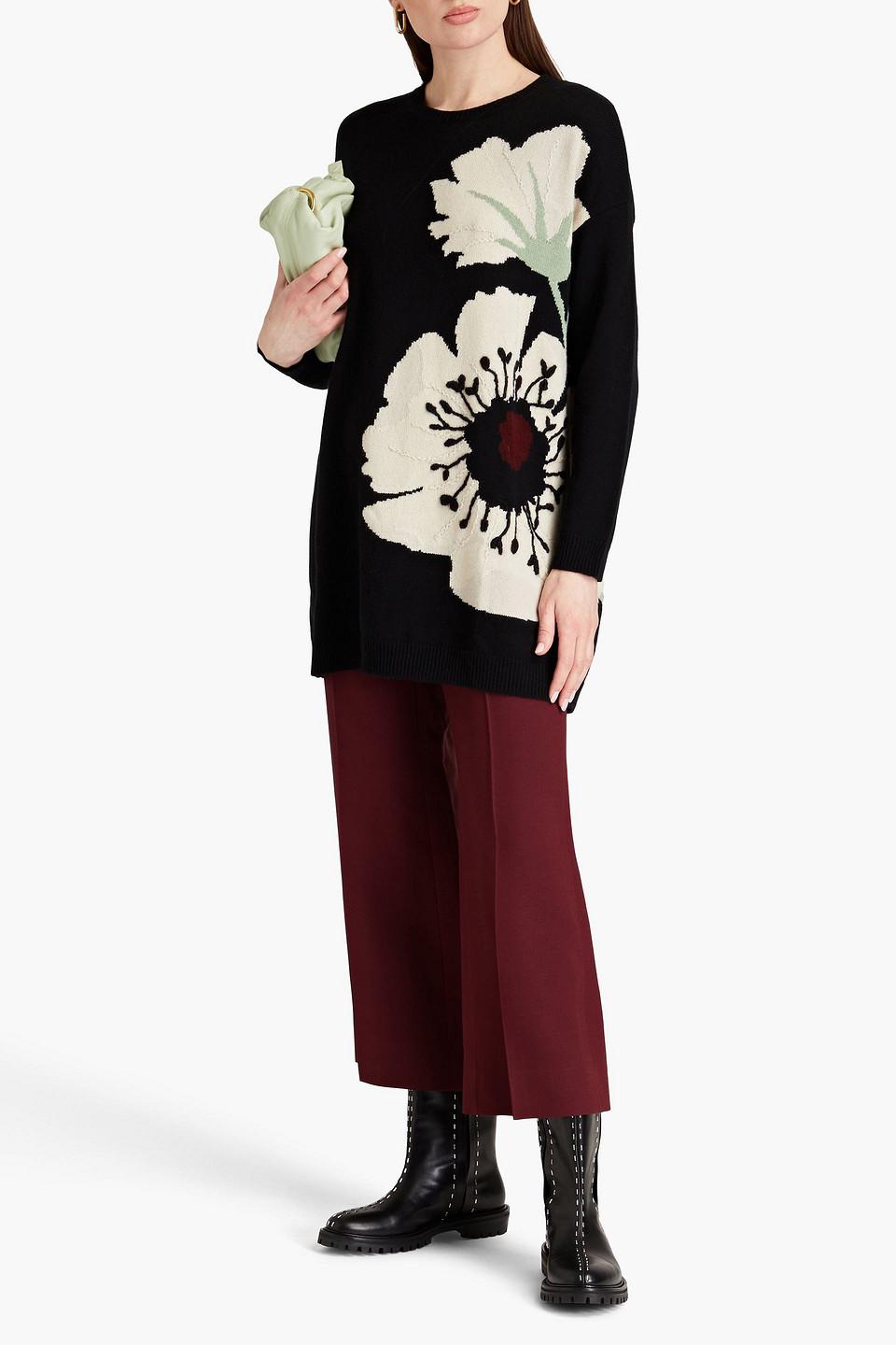 Valentino Intarsia-knit Sweater in Black | Lyst UK