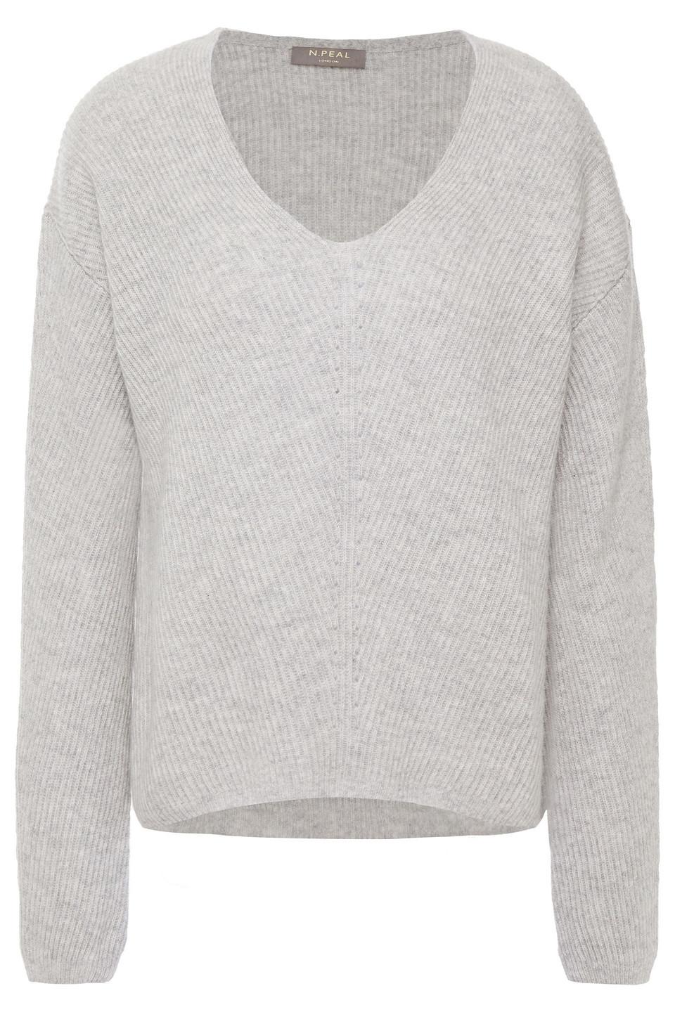 N.Peal Cashmere Ribbed Cashmere Sweater in Stone (Gray) - Lyst