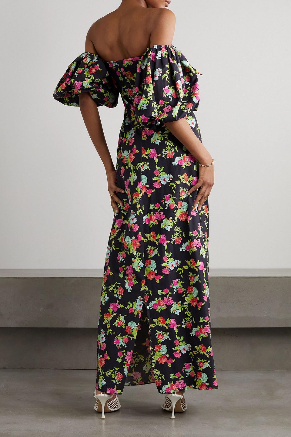 Black floral off the shoulder maxi dress 2025