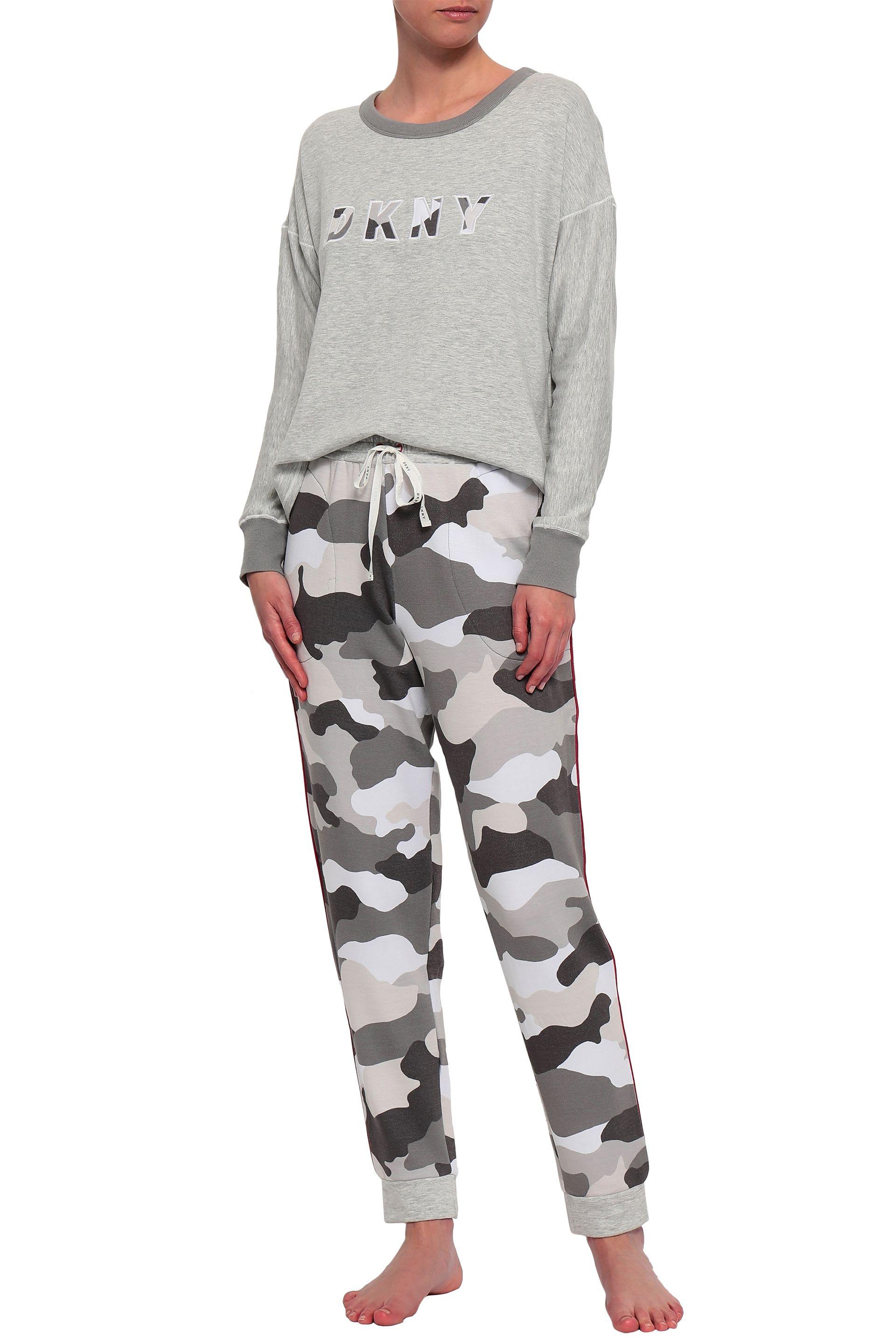 DKNY Printed Fleece Pajama Pants Light Gray Lyst