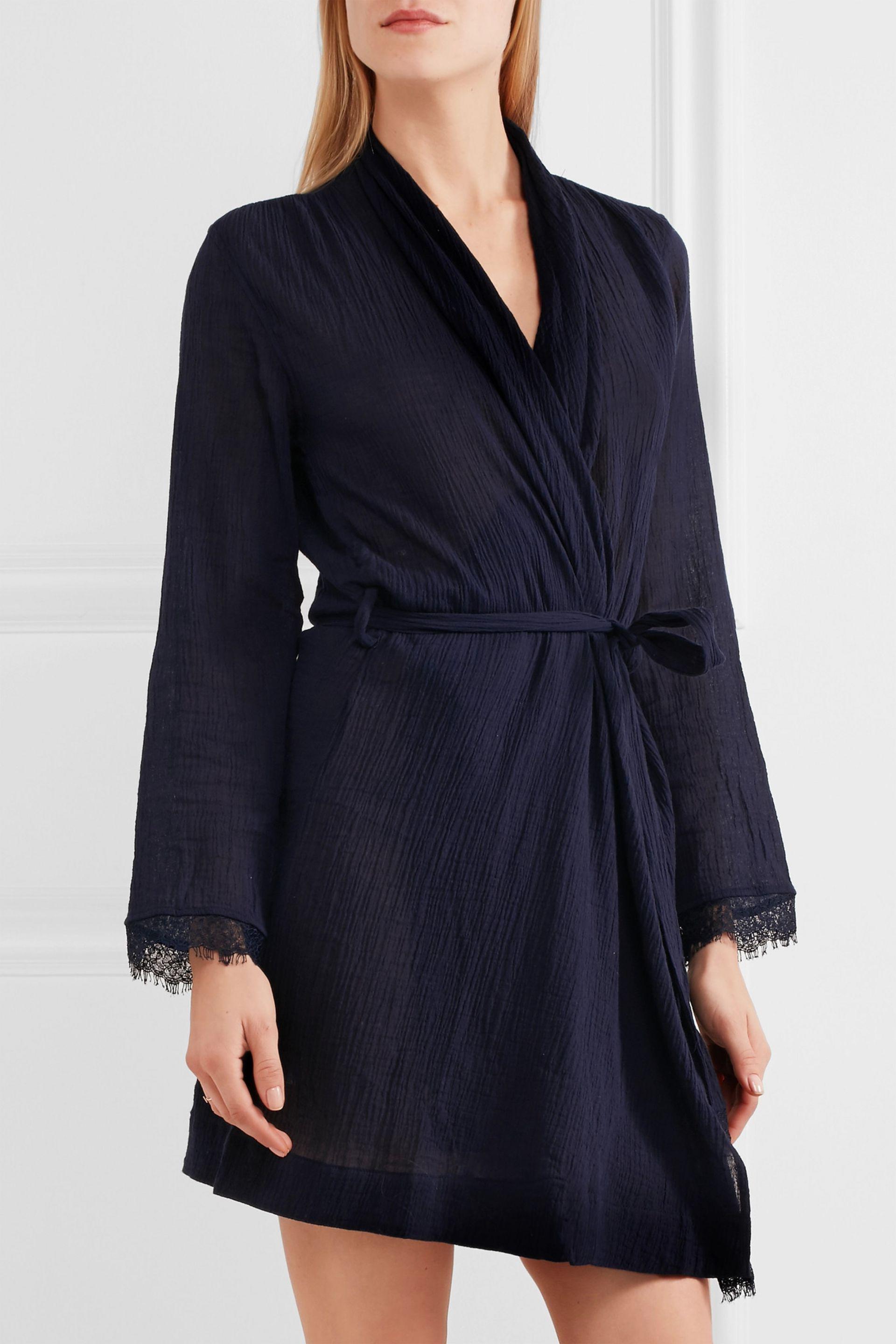 Skin Cotton Robe in Midnight Blue (Blue) Lyst