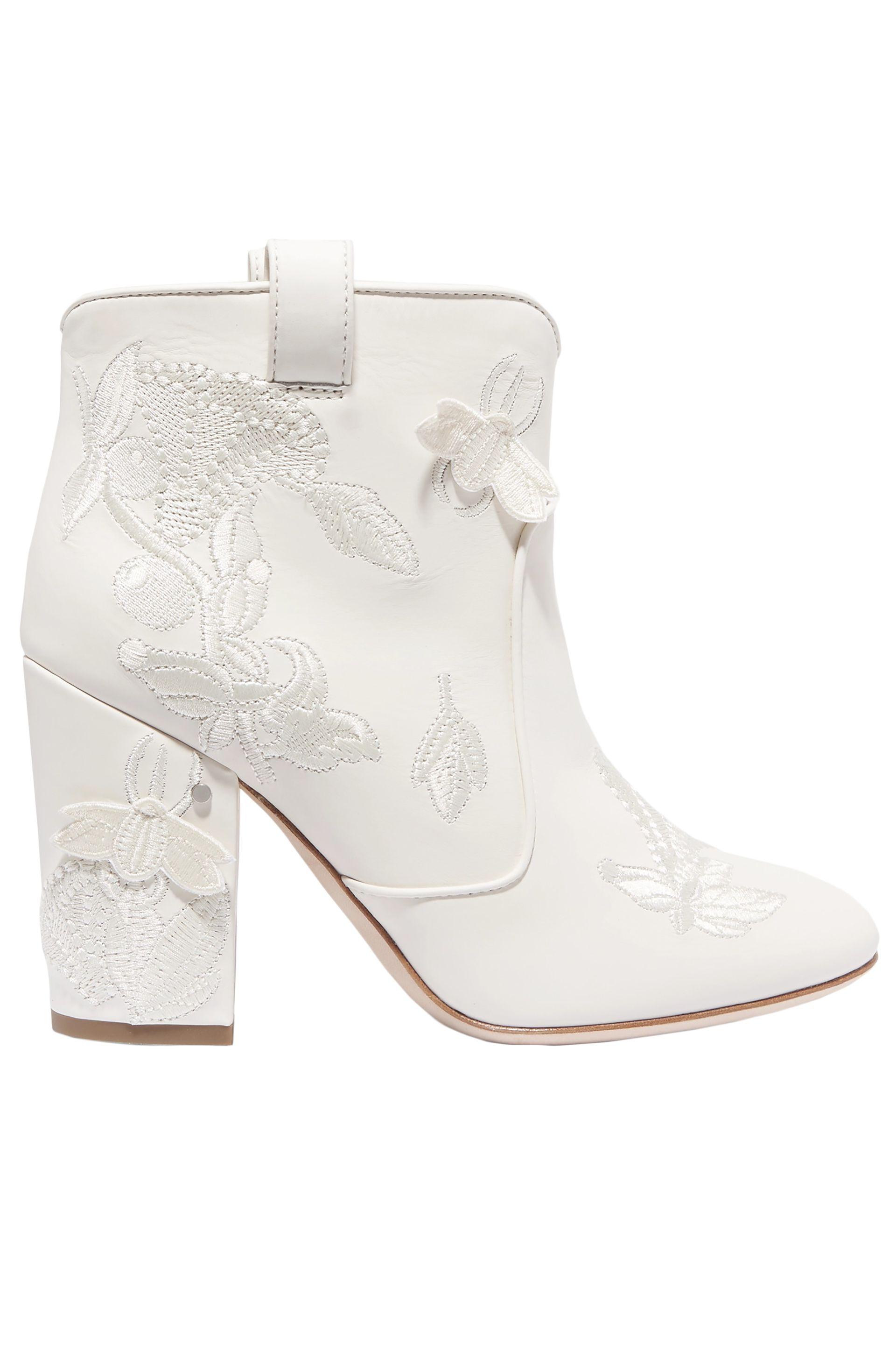Laurence Dacade Woman Pete Embroidered Leather Ankle Boots Ivory in White |  Lyst