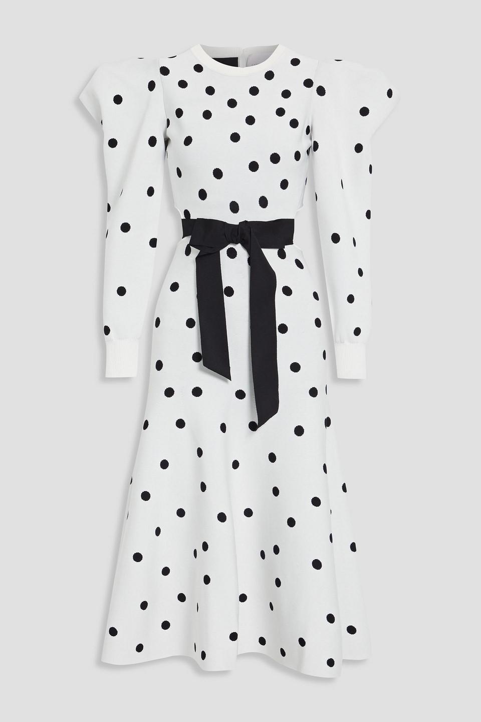 Carolina Herrera Polka-dot Jacquard-knit Midi Dress in White | Lyst  Australia