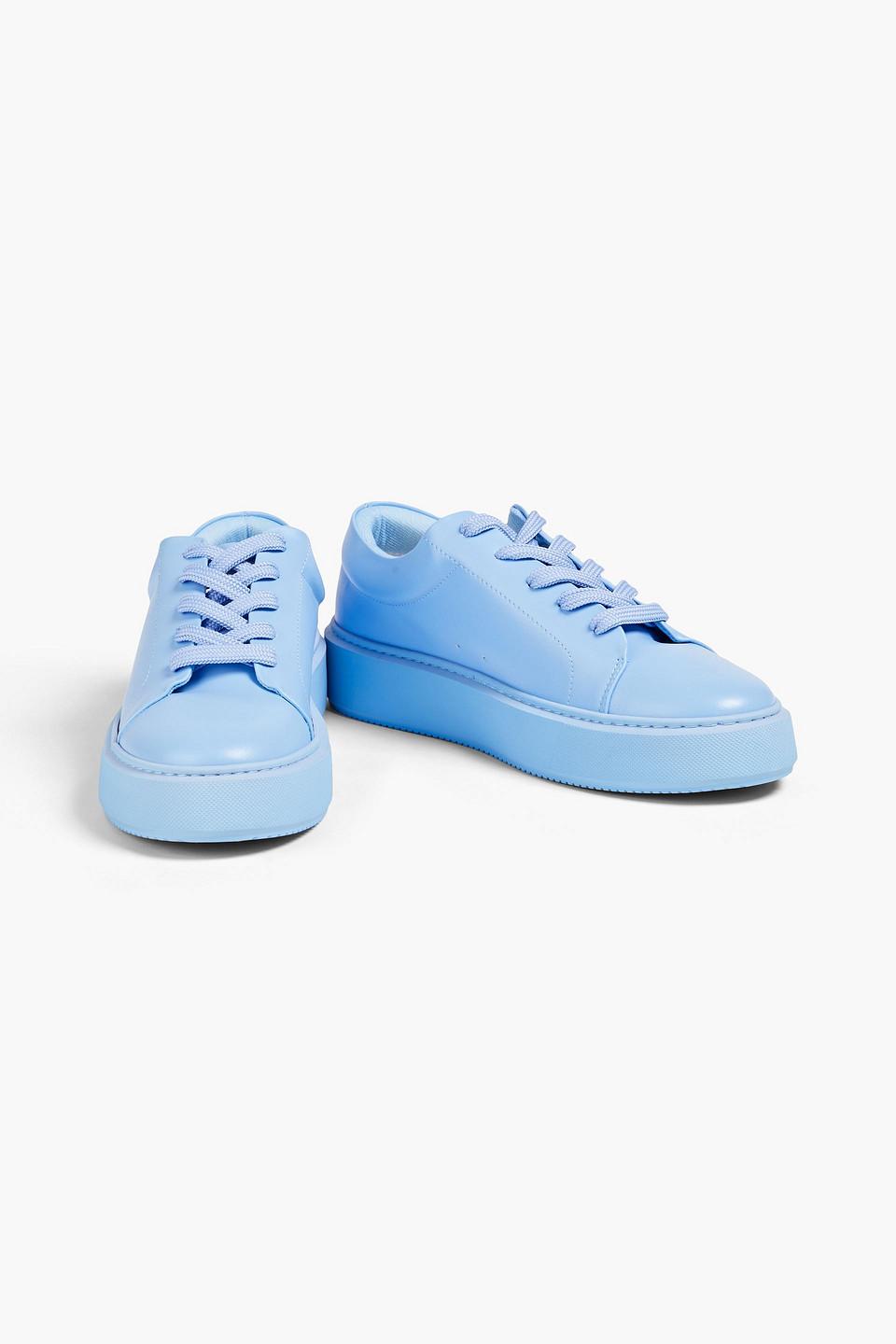 Ganni Faux Leather Sneakers in Blue | Lyst UK