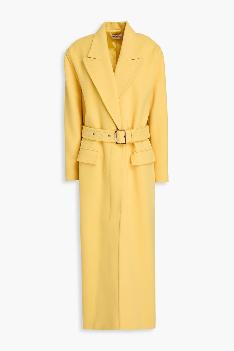 cashmere coat yellow double breasted coat