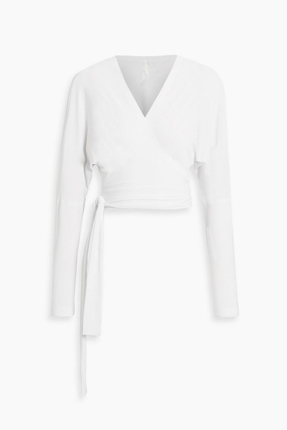 Norma Kamali Jersey Wrap Top in White | Lyst