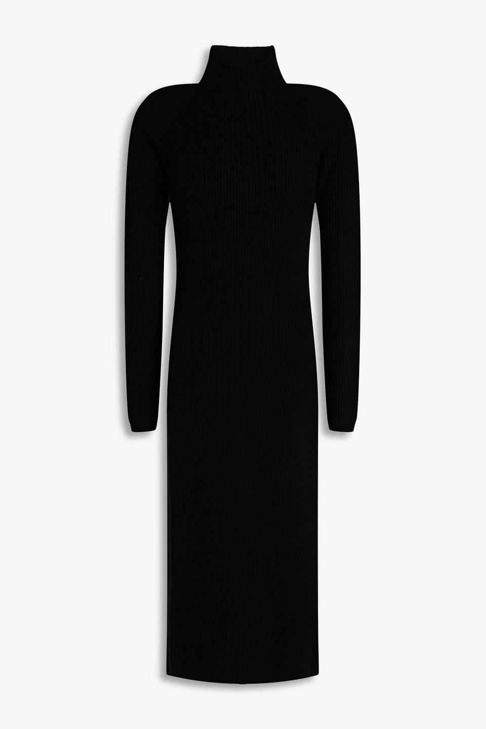 NAADAM Cutout Ribbed Cashmere Midi Dress in Black | Lyst
