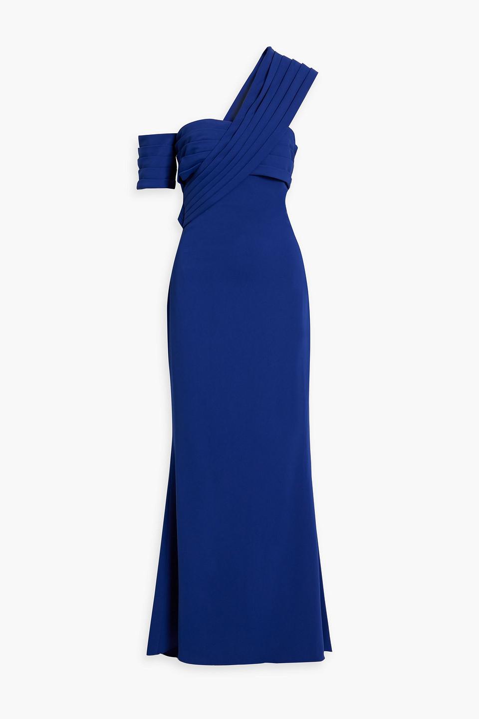 Badgley Mischka One shoulder Crepe Gown in Blue Lyst