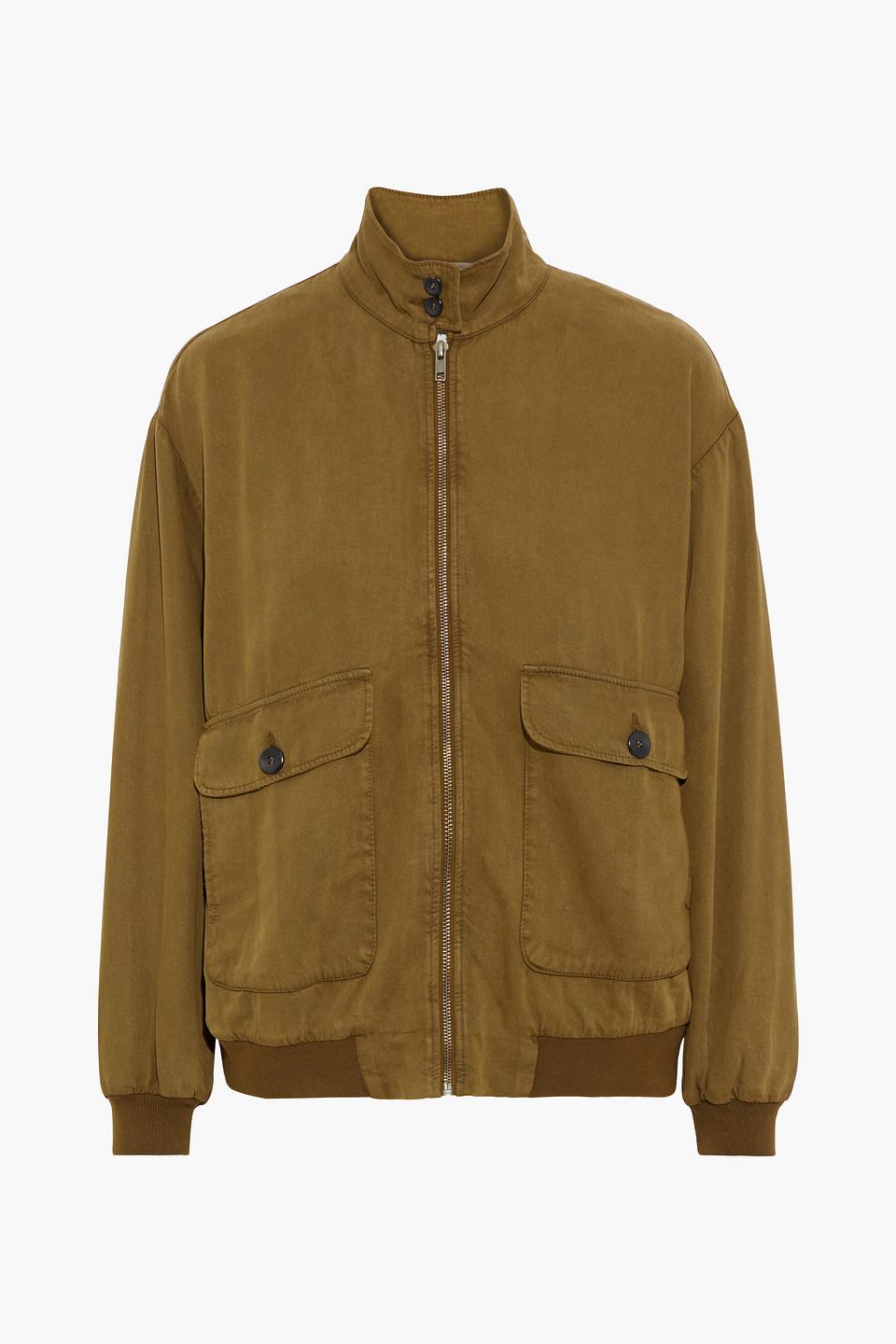 American Vintage Katetown Twill Bomber Jacket in Green | Lyst